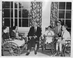 Franklin Delano Roosevelt with polio survivors at Warm Springs, Georgia.
